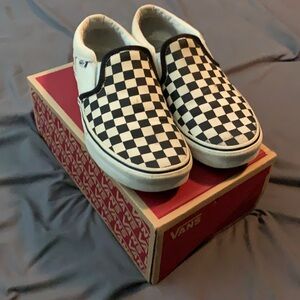 Vans checkered slip ons